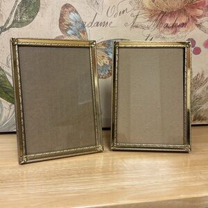 Pair Vintage Gold Metal Picture Frames 5x7